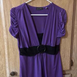Tempted Hearts Purple V-Neck Short Sleeve Blouse